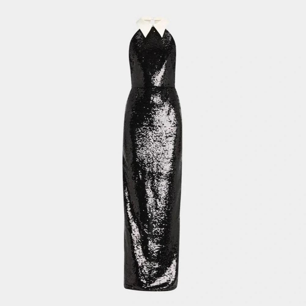 NWOT Bronx and Banco Wednesday Sequin Halterneck Maxi Dress Elegant - Picture 3 of 17